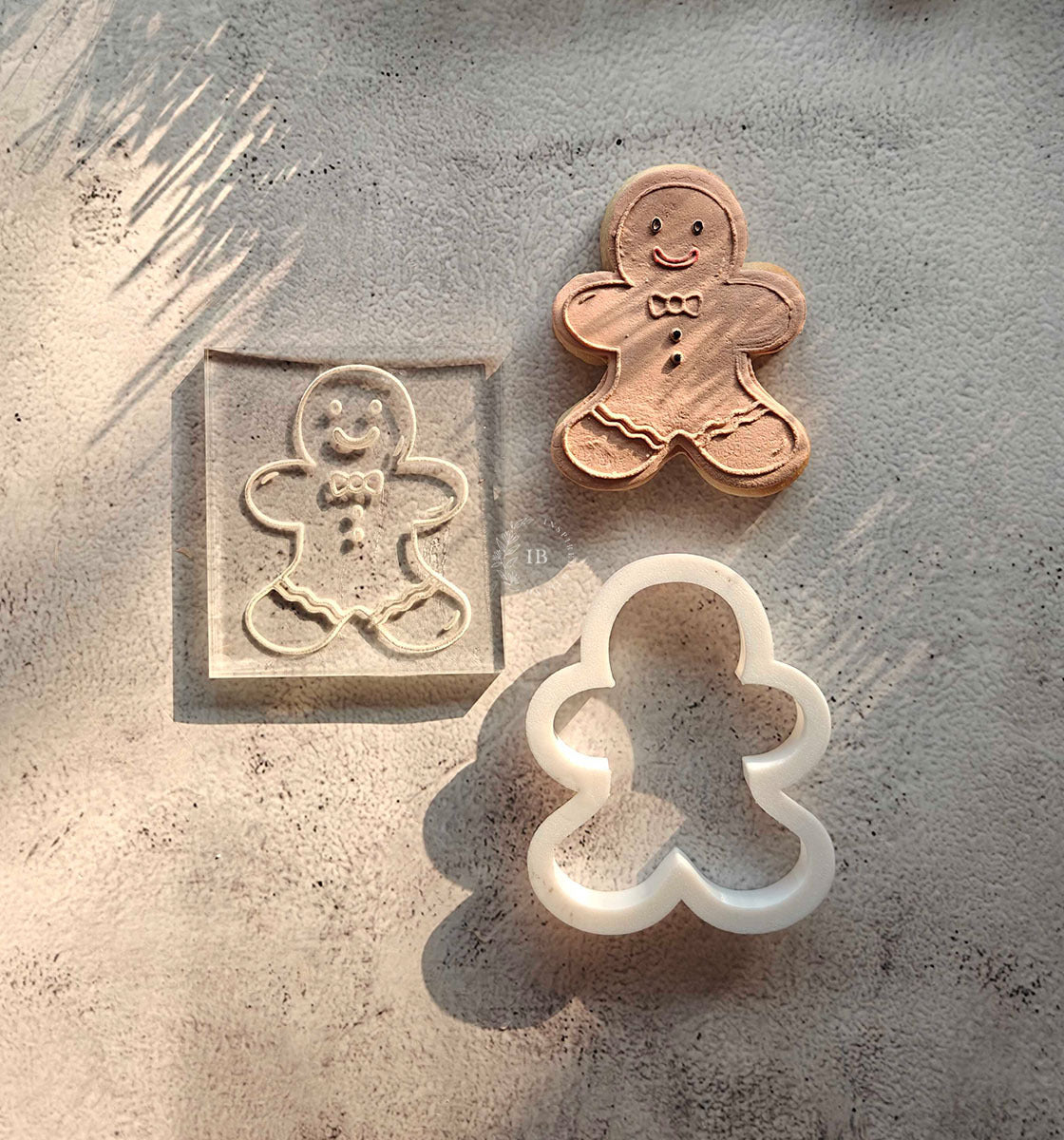 Gingerbread Man Cookie Cutter + Embosser Set | Christmas Baking Tool