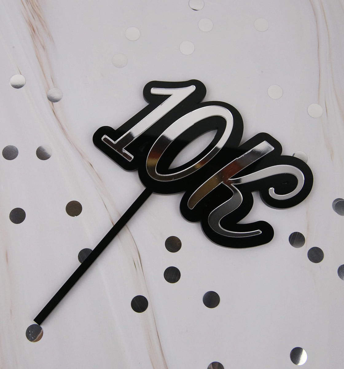 Black & Silver 10K Number Topper