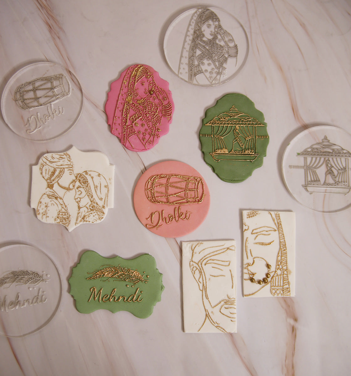 Eastern Wedding - Set of 7 Embosser Stamps