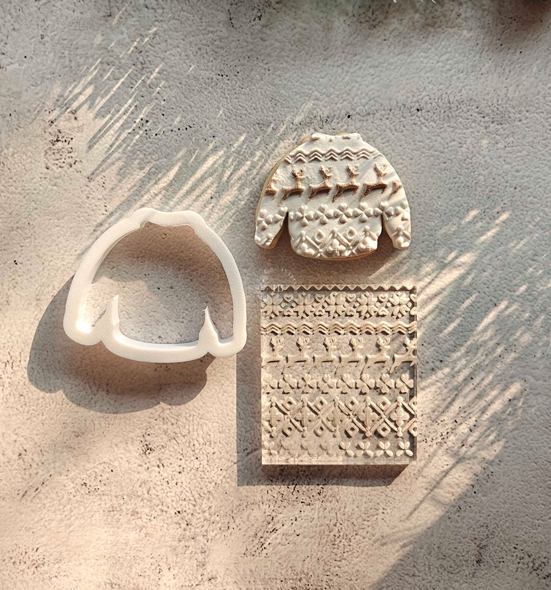 Christmas Sweater Cutter & Embosser | Festive Cookie & Fondant Stamp