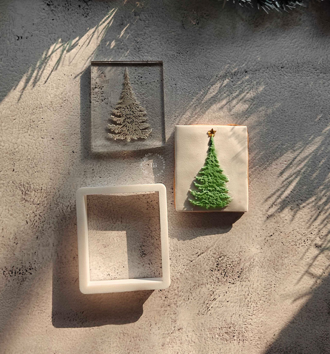 Christmas Tree Cookie Embosser + Cutter Set | Fondant & Baking Stamp
