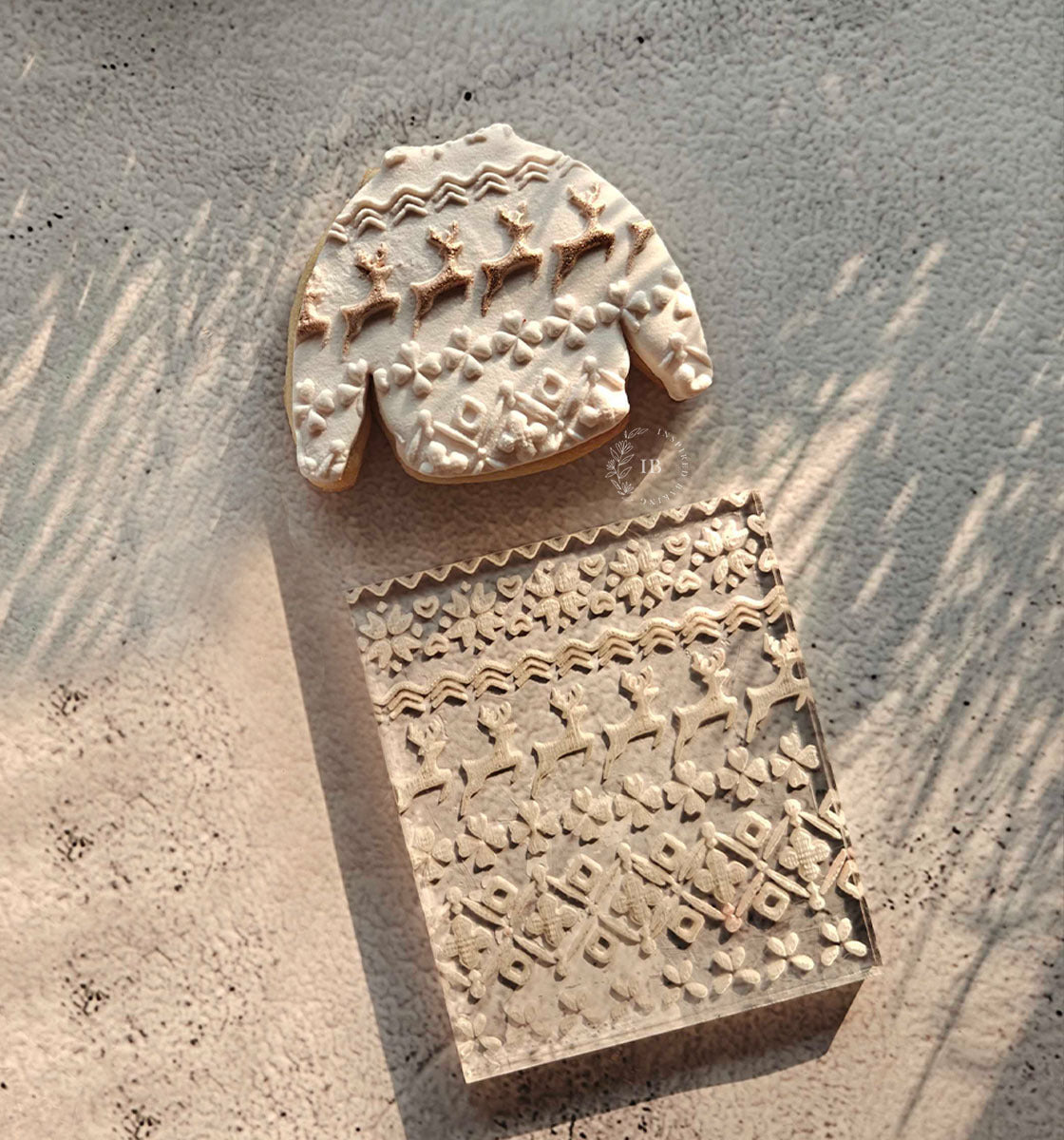 Christmas Pattern Embosser Tile | Holiday Fondant & Cookie Tool