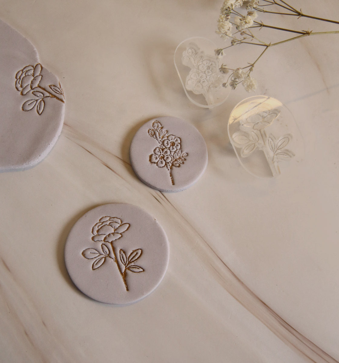 Floral Mini Impression Stamps - set of 2