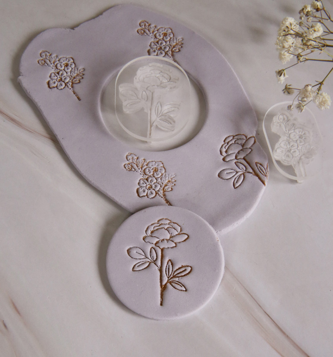 Floral Mini Impression Stamps - set of 2