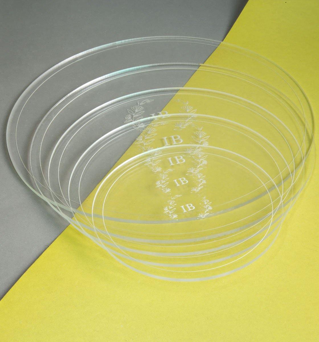 Set of five - Acrylic Cake Disks - Inspired Baking