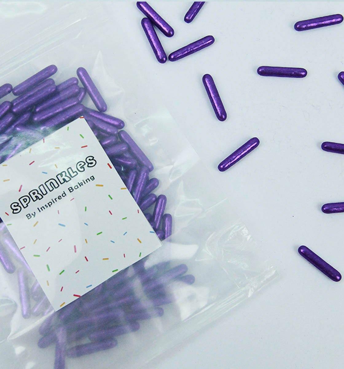 Purple Metallic Rod Sprinkles - Inspired Baking