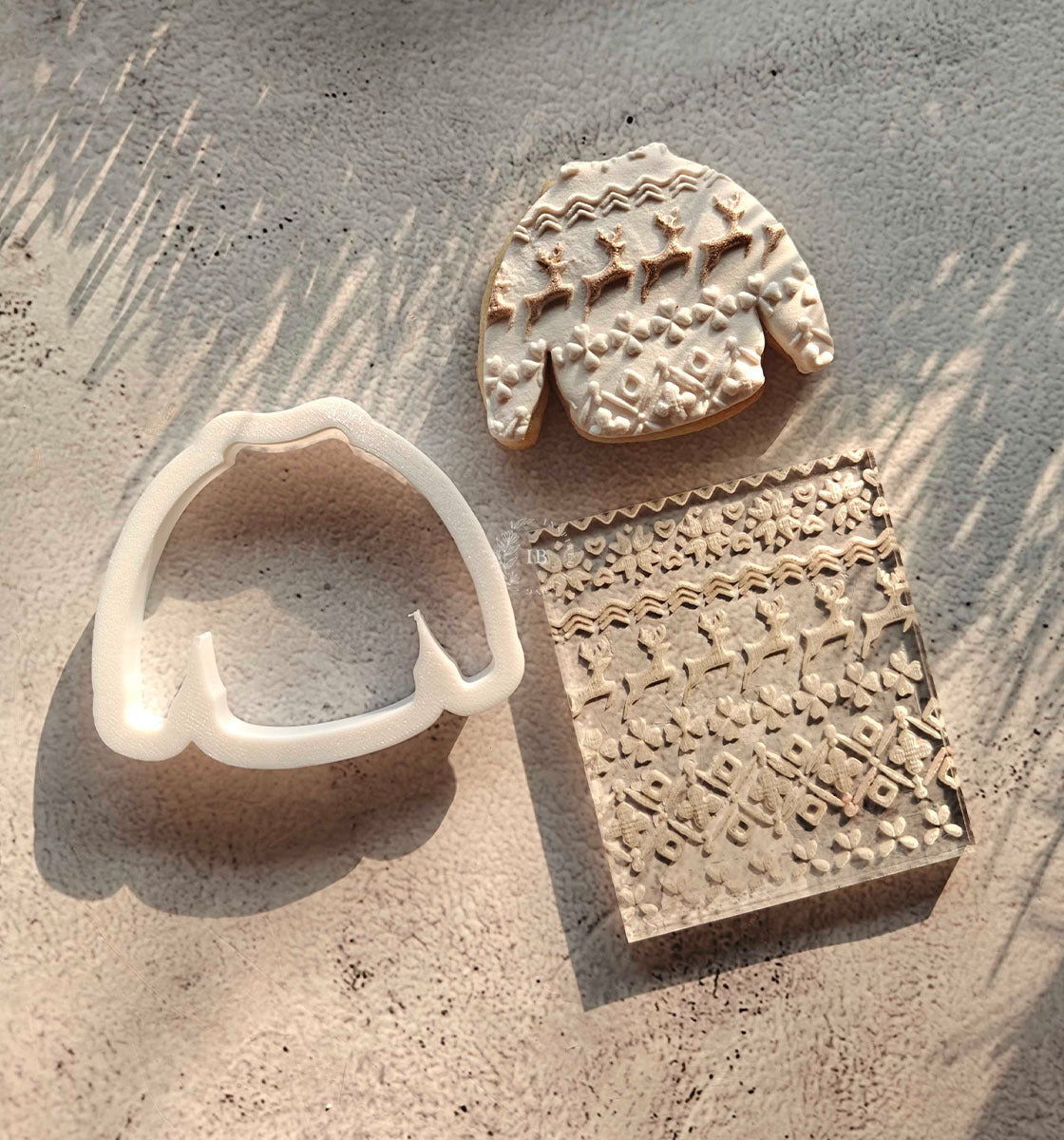 Christmas Sweater Cutter & Embosser | Festive Cookie & Fondant Stamp