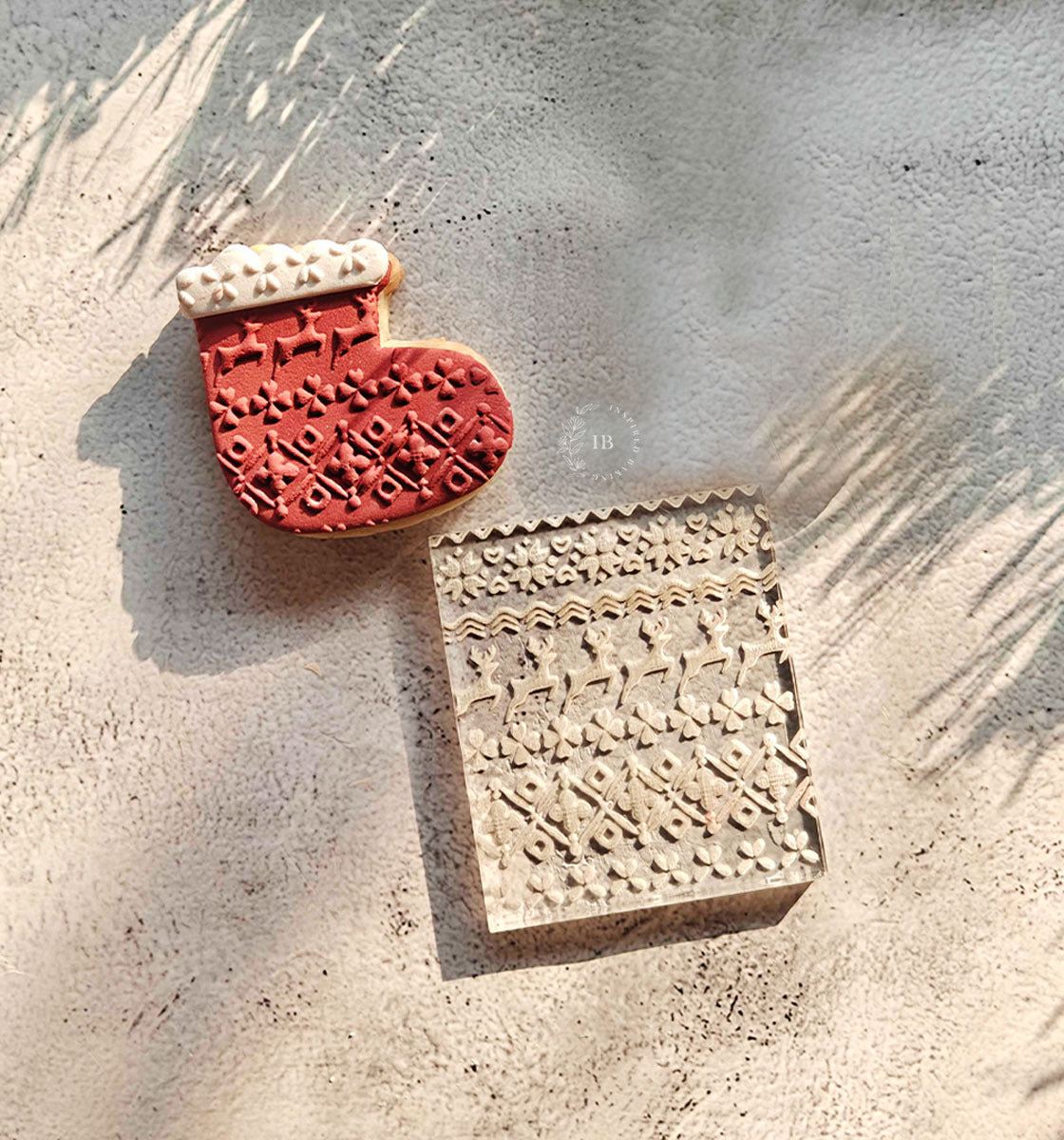 Christmas Pattern Embosser Tile | Holiday Fondant & Cookie Tool