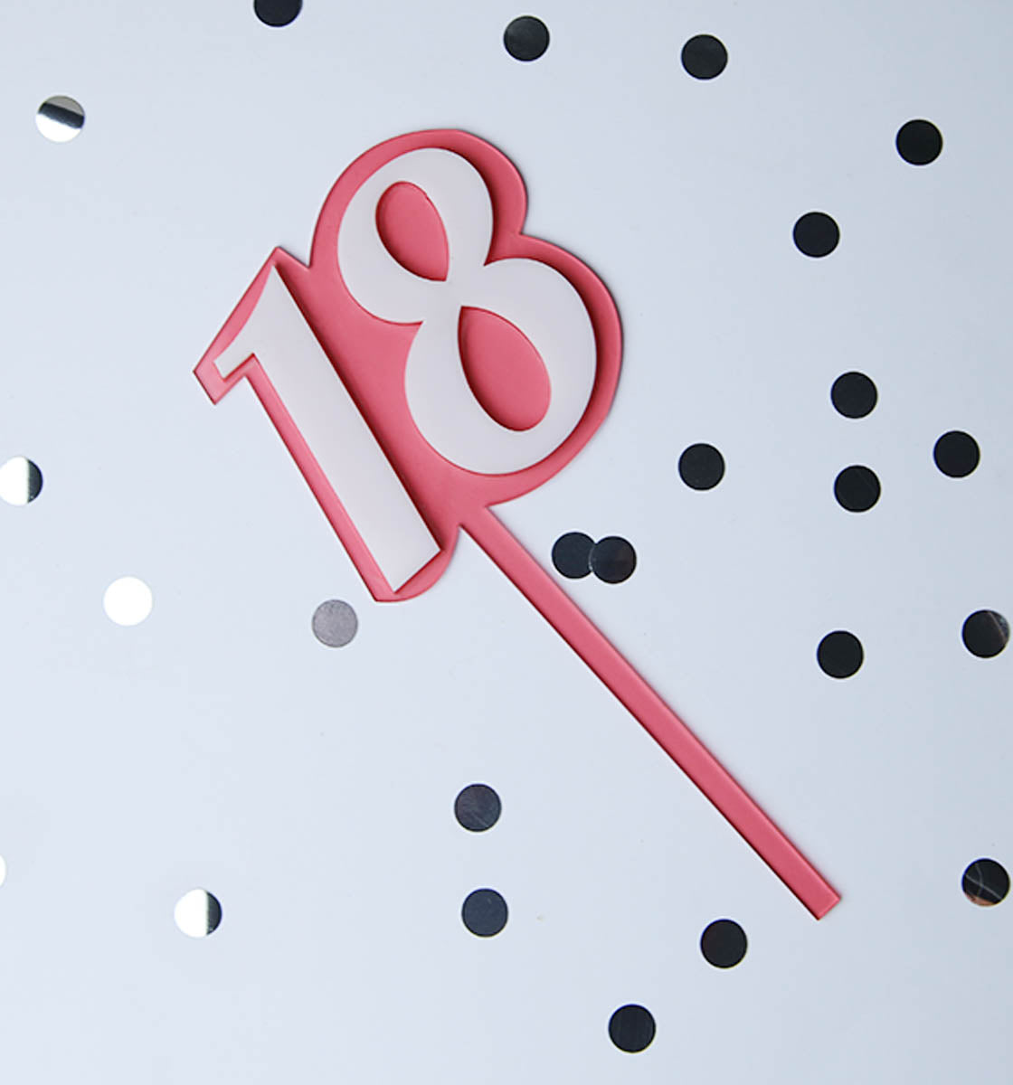 Pink & White 18 Number Topper