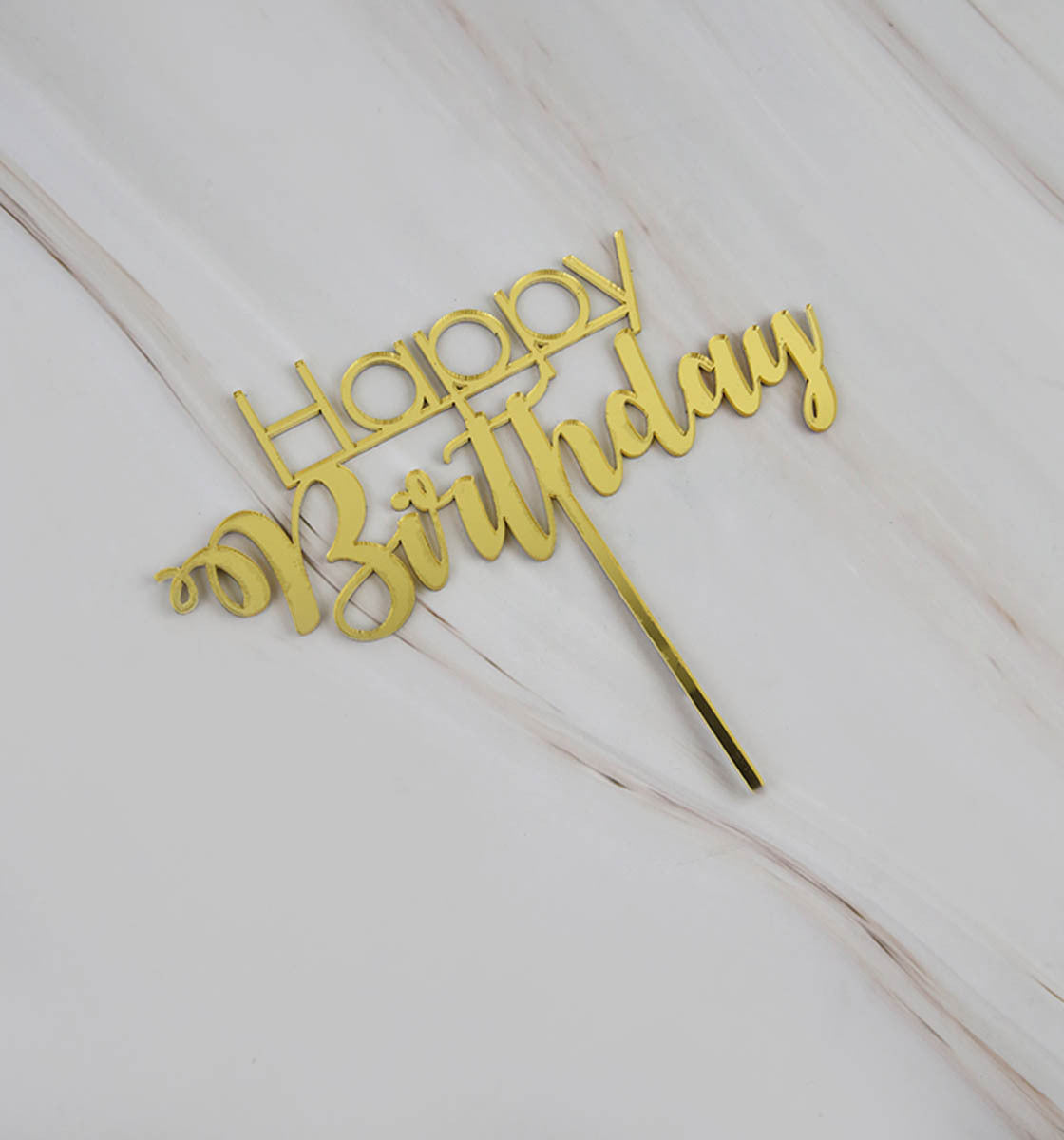 Happy Birthday Gold Topper - Cake Topper