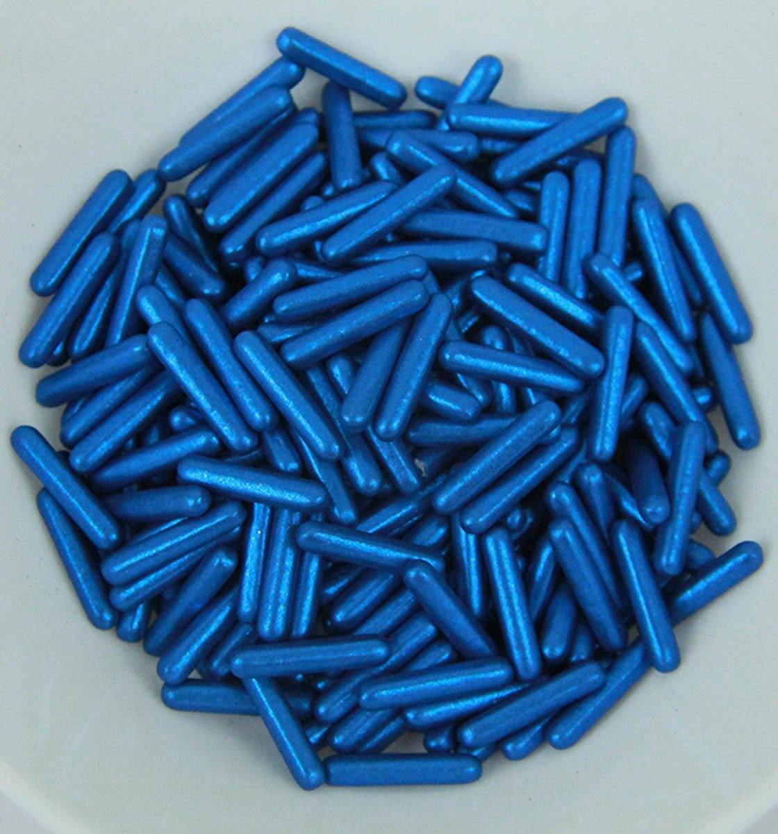 Blue Metallic Rod Sprinkles - Inspired Baking 