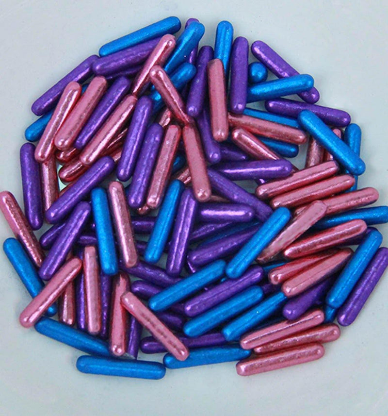 Multi-colored metallic rod sprinkles - Inspired Baking 