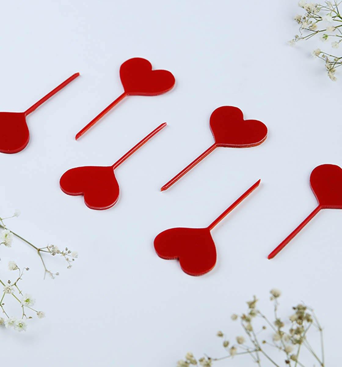 Mini Heart Toppers - Set of 6 - Inspired Baking 