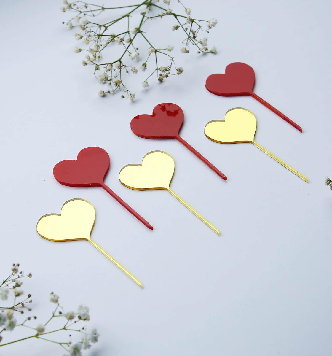 Mini Heart Toppers - Set of 6 - Inspired Baking 